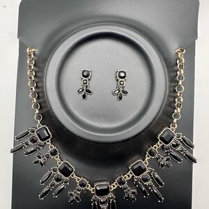 Black Statement Necklace and Earring Set - Elegant Black Jewelry